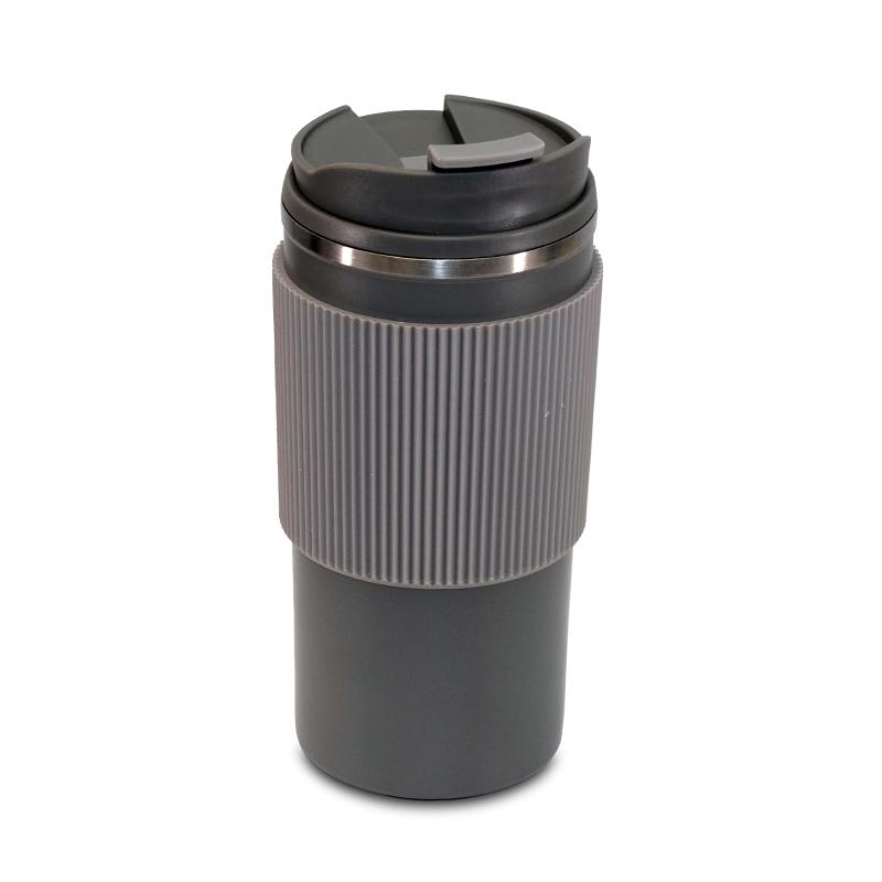 Customised tumbler with silicon grip gray